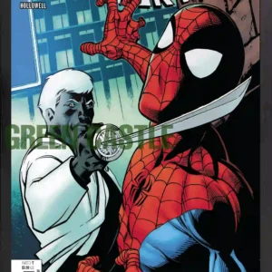 قاب پوستر با طرح جلد کمیک "The Amazing Spider-Man #59" که مرد عنکبوتی را در حال مبارزه با یک شخصیت با نقاب و چاقو نشان می‌دهد. لوگوی مارول و عنوان "The Amazing Spider-Man #59" در بالای تصویر و نام نویسندگان/طراحان در پایین آن قرار دارد.