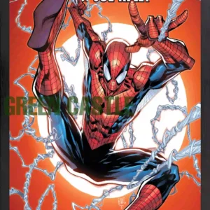 قاب پوستر با طرح جلد کمیک "Spider-Man by Joe Kelly" که مرد عنکبوتی را در حال پرش و پرتاب تار در یک ژست آکروباتیک با پس‌زمینه نارنجی و دایره‌های تارعنکبوت نشان می‌دهد. لوگوی "SPIDER-MAN" در بالای تصویر و نام نویسندگان/طراحان (Joe Kelly, Bachalo, Lark, Sandoval) در پایین آن قرار دارد.